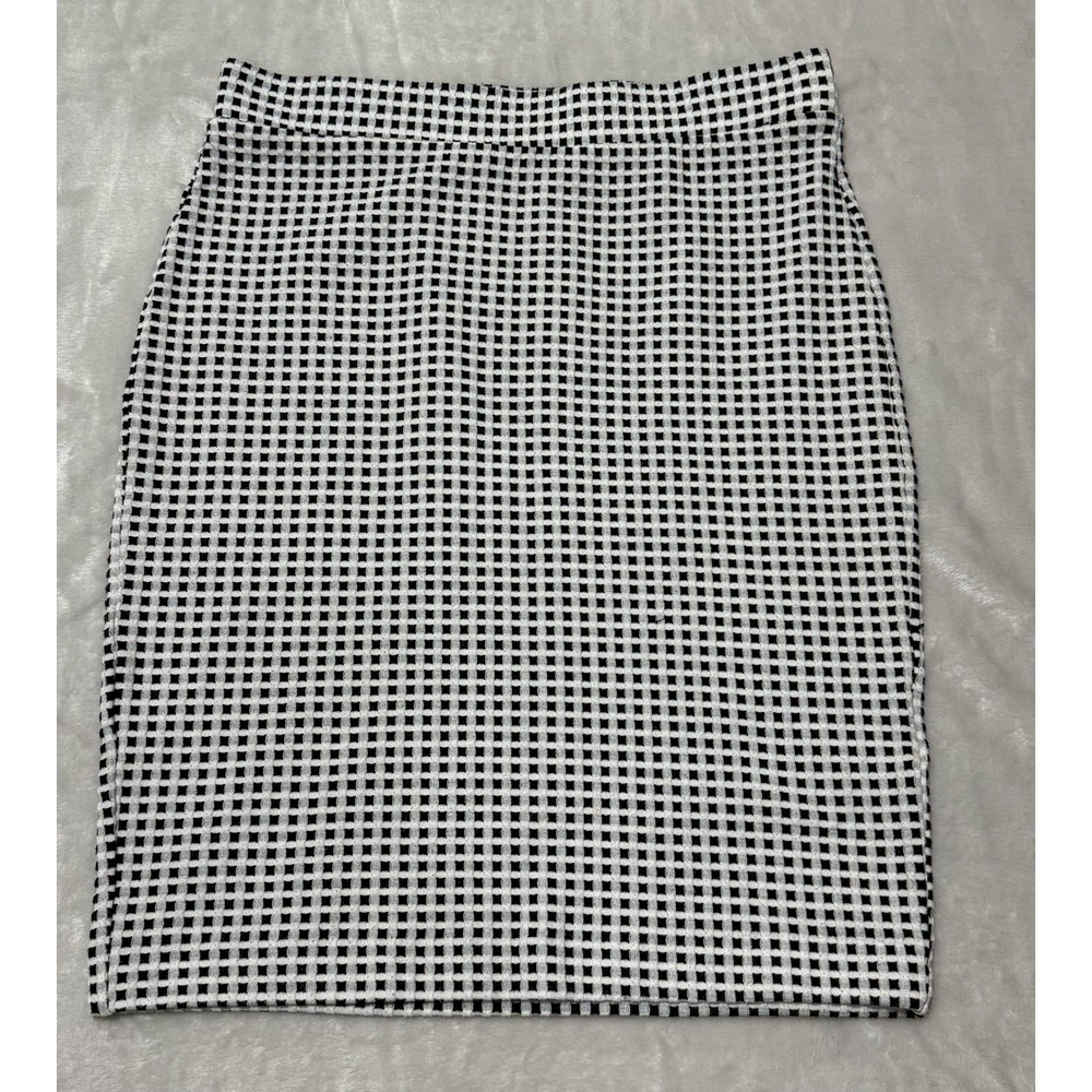 ELLE Black and White Gingham Checkered Pencil Skirt XS Career Work